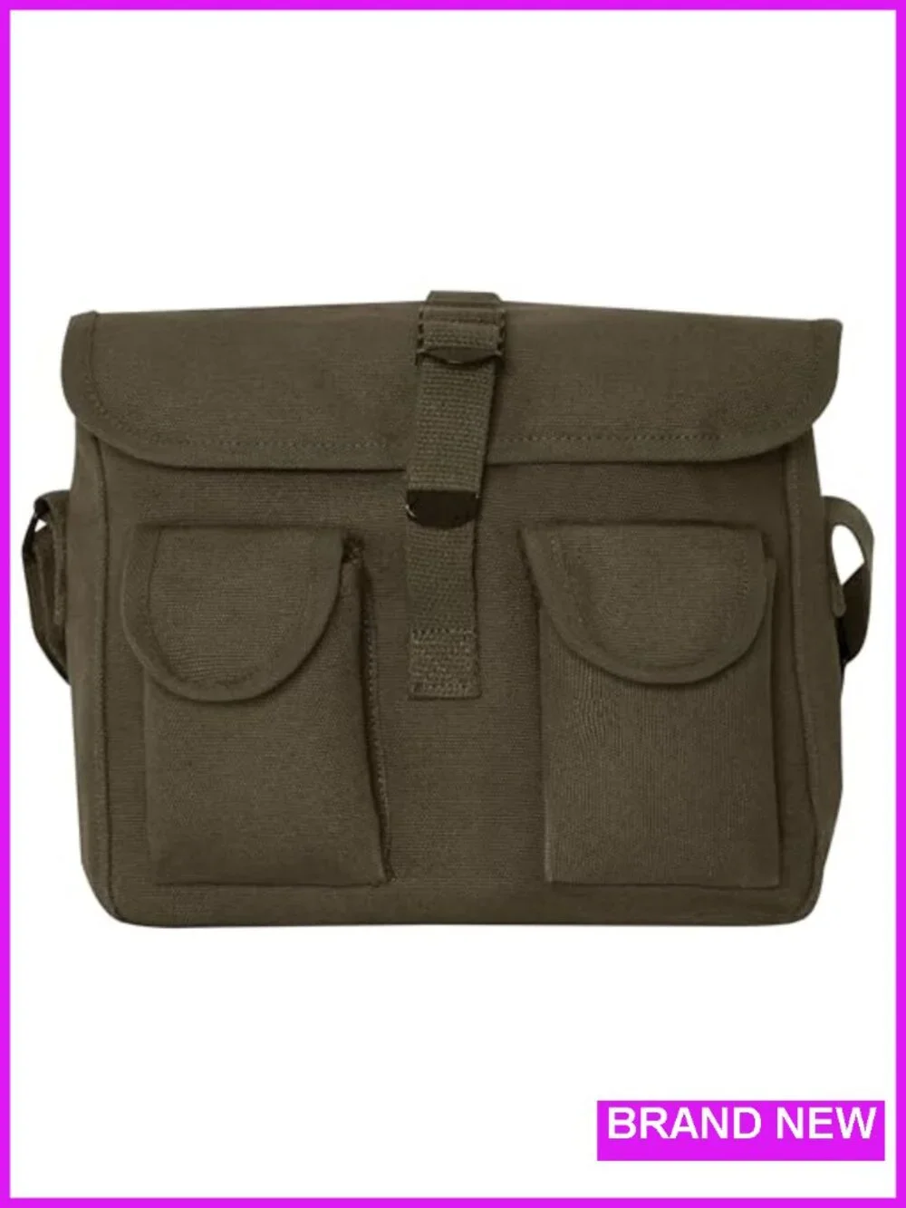 Canvas Crossbody Shoulder Bag with Buckle Flap Pockets
